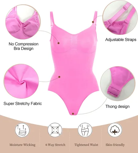Vista 4 de SHAPERX Body para mujer con control de abdomen, moldeador sin costuras, moldeador de cuerpo