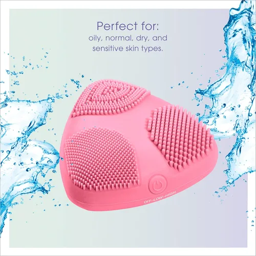 Vista 3 de True Glow by Conair Skinpod Cepillo de limpieza facial de silicona con 3 zonas de cepillo, funciona