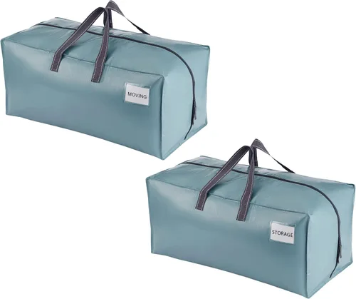 Vista 37 de VENO Paquete de 2 bolsas de mudanza, correas de mochila, mudanza, cajas de almacenamiento universitario, con tapas, resistentes, extragrandes, asas