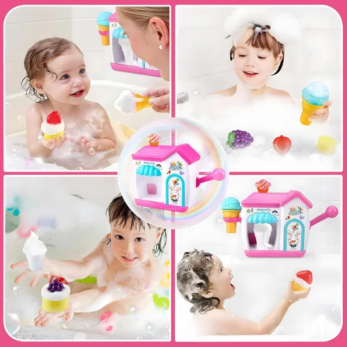 Vista 3 de Juguetes de baño para niños pequeños, juguete de baño para hacer helados, juego de juguetes de pastel de burbujas, regalo para niños, bebés, niños
