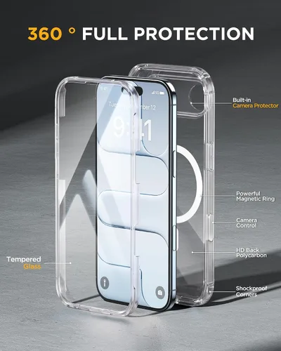Vista 432 de Miracase Serie de vidrio para iPhone 11 de 6.1 pulgadas, funda protectora de cuerpo completo resistente mejorada con protector de pantalla de vidrio
