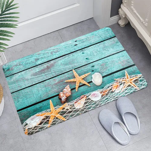 Vista 2 de LYFANS Alfombras de baño de espuma de esponja absorbente suave para baño y cocina (30 x 17 pulgadas), tapete de franela antideslizante brillante