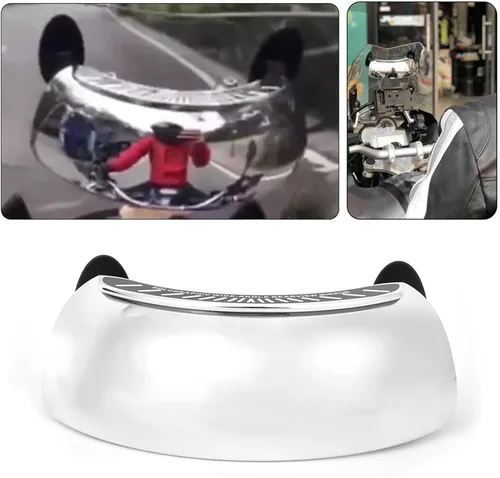 Vista 4 de Estink Espejo retrovisor holográfico, espejo retrovisor de motocicleta cromado 180 ultra gran angular, montaje central universal, solo montaje