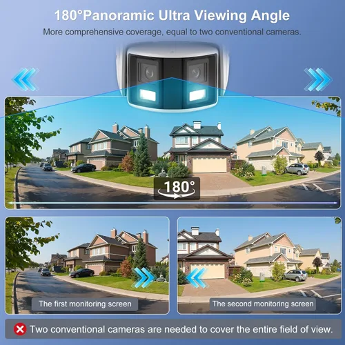 Vista 11 de Anpviz Cámara de seguridad de doble lente PoE de 6 MP para exteriores, panorámica de 180° gran angular IP Dome con cable cámara con detección