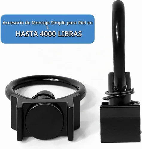 Vista 5 de Accesorio de perno individual en L con capacidad de 1,814 kg con anillo redondo de aluminio para control de carga, paquete de 12, negro