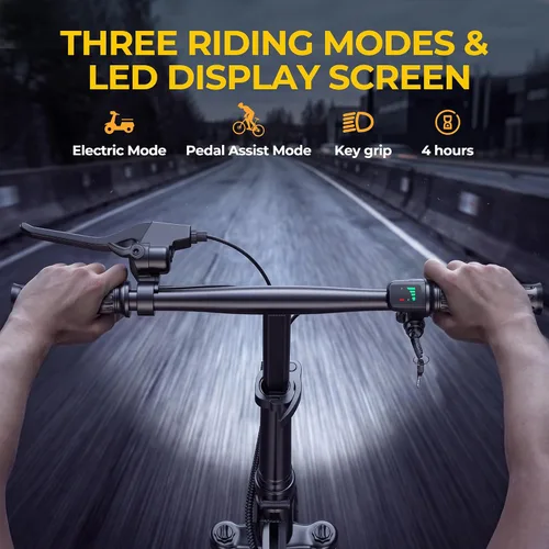 Vista 5 de WERHY Bicicleta eléctrica para adultos, motor de 500 W, bicicleta eléctrica plegable de velocidad máxima de 20 MPH, bicicletas eléctricas de 14
