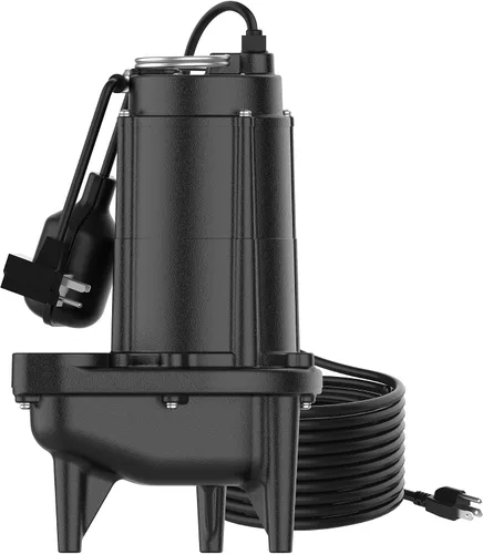 Vista 8 de 1/2HP Bomba de aguas residuales de hierro fundido 115V 6300 GPH Bomba de efluente Negro oscuro
