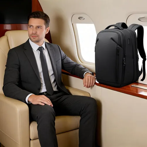 Vista 9 de Mochila de viaje para laptop expandida, Negro, Grande, Mochila expandida Travel-Friendly, Interior Compression Straps, Water-Resistant 1800D