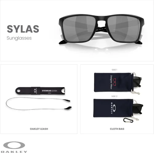 Vista 2 de Oakley Sylas OO9448 - Lentes de sol rectangulares para hombre, kit de correa de accesorios, bolsa de microfibra