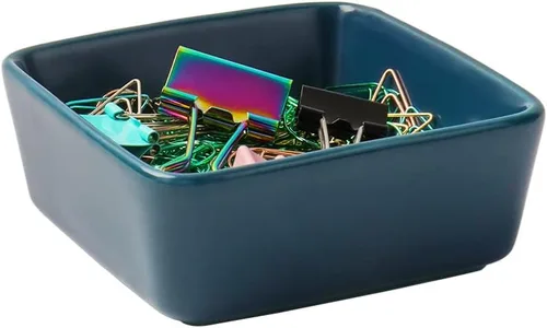 Vista 8 de MEI YI TIAN Soporte de clip de papel de cerámica cuadrado negro dispensador de clips de papel para escritorio lindo clip de oficina soporte de clip