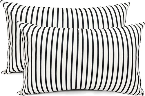 Vista 55 de Juego de 2 fundas de almohada decorativas negras boho 16x16 pulgadas, fundas de almohada de lino modernas estilo bohemia campestre para exteriores