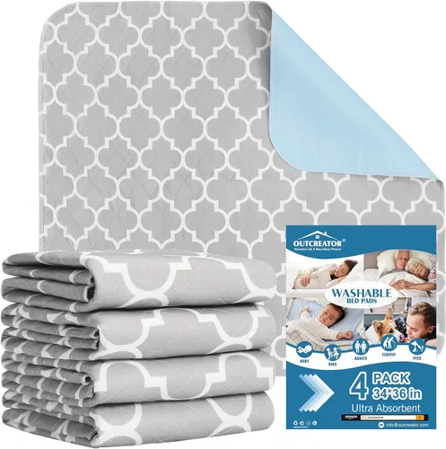 Vista 25 de OUTCREATOR® Almohadillas de cama lavables de 34" x 56" (paquete de 2), protector de colchón para incontinencia, almohadillas impermeables