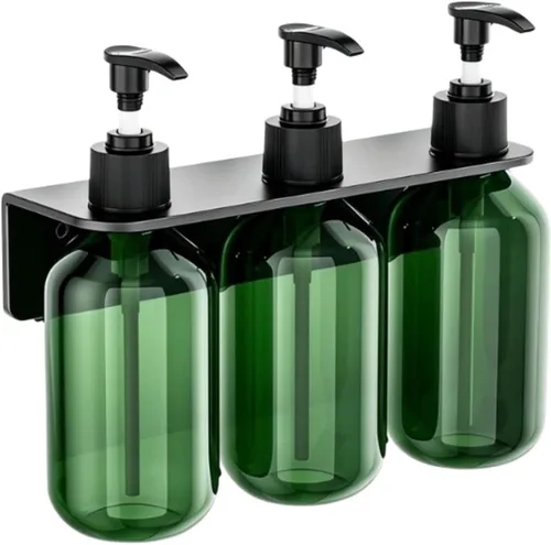 Vista 2 de Dispensador de jabón de ducha recargable Set 500ML con estante de pared