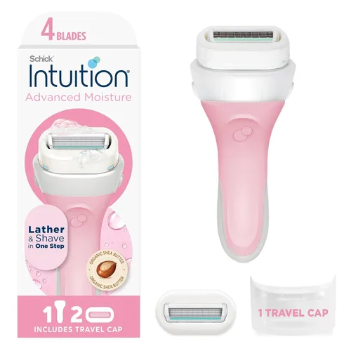 Vista 2 de Schick INTUITION Advanced - Maquinilla de afeitar hidratante para mujer con manteca de karité, 1 mango con 2 recambios