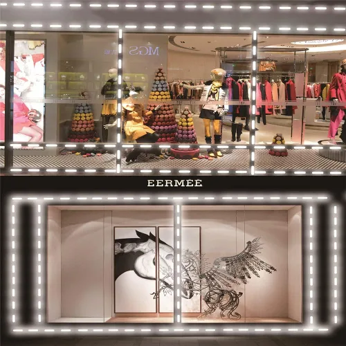 Vista 2 de YSY Luces LED para escaparates para exteriores, módulo de luz COB, luces LED con cinta adhesiva, impermeable, luz de ventana para tienda de Blanco