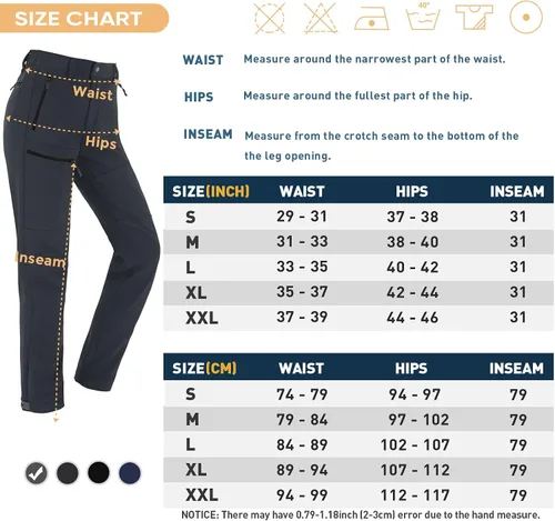 Vista 6 de Hiauspor Women's Hiking Pants Waterproof Snow Ski Winter Pants Fleece Lined Outdoor Softshell Insulated Snowboarding Pants