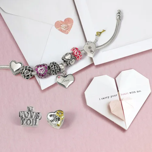 Vista 7 de Abalorio personalizado con monograma del alfabeto A-Z, inicial milgrain borde en forma de corazón, espiral, para mujeres, adolescentes, plata de ley