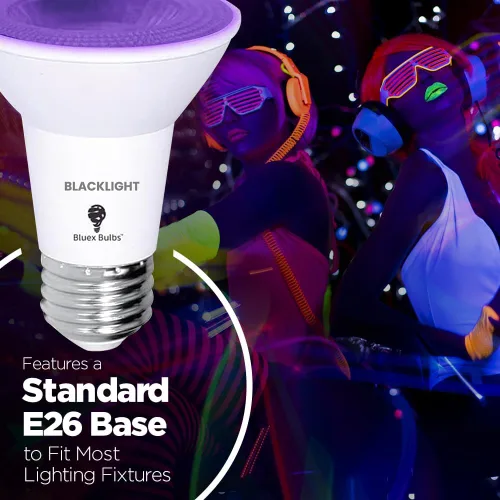 Vista 4 de Bluex Bombillas 4 unidades PAR20 LED de luz negra, 10 W (equivalente a 100 W) E26, nivel de foco de luz negra 385-400 nm, para pintura corporal