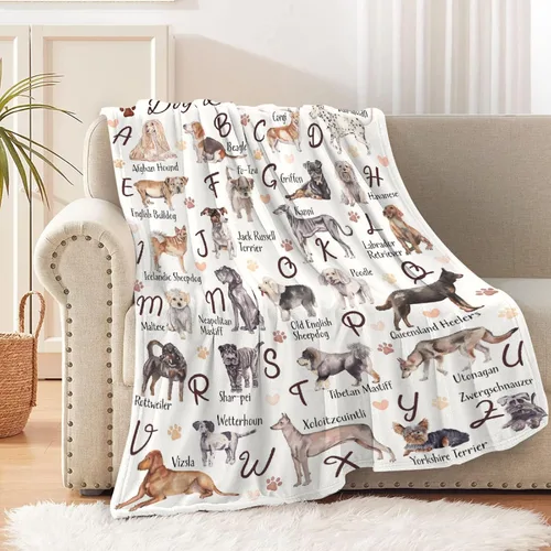 Vista 25 de Manta de franela con diseño del alfabeto de animales, súper suave, ligera, para niños, adultos, adecuada para sofá, cama, campamento, viajes, todas