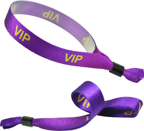 Vista 8 de 100 pulseras de tela VIP para eventos, pulseras de tela desechables RPET (negro)