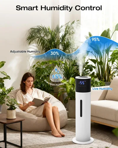 Vista 5 de Humidificador de 13L para habitación grande, tiempo de funcionamiento de 100 horas, 28 dB, silencioso, humidificadores de aire de niebla fría