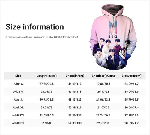 Vista 4 de K-pop Sudadera con capucha para mujer y niña con estampado 3D unisex
