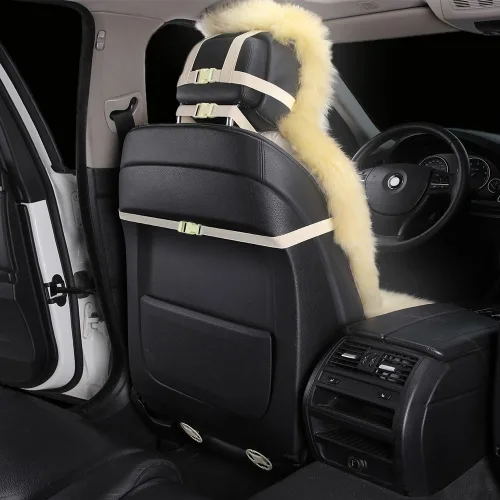 Vista 2 de Fundas de asiento de piel de oveja auténtica auténtica para autos, SUV, camiones, camionetas, RV, asientos delanteros de piel de oveja, fundas