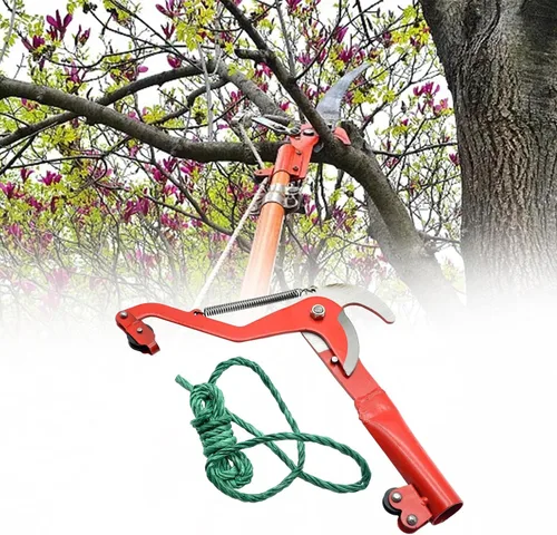 Vista 5 de Herramienta de corte de ramas de árbol con cuerda para poda elevada, color rojo