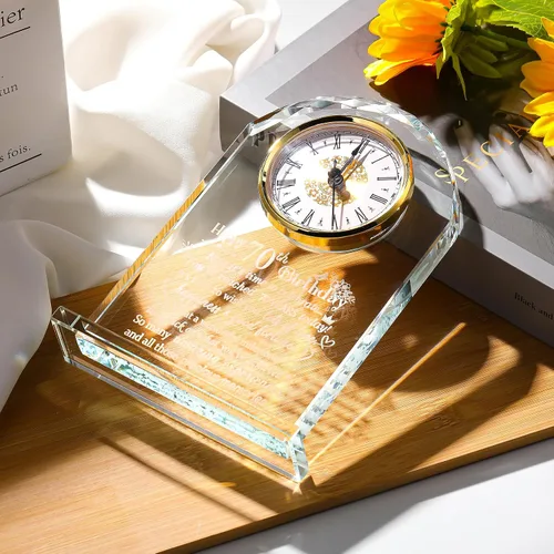 Vista 5 de Ornalrist Reloj de cristal de feliz cumpleaños 70 para mujeres, hombres, recuerdo de cumpleaños de 70 años para mamá, papá, padres, decoración