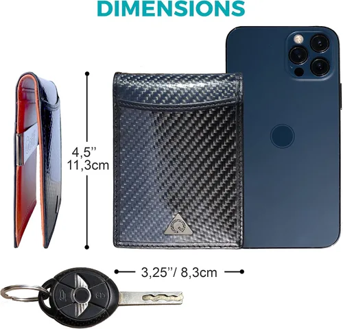 Vista 2 de Gotti Carteras para hombre, bloqueo RFID plegable, NegroGris, Naranja, Clip para dinero Sin compartimento para efectivo