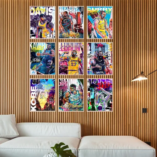 Vista 3 de Bigwig Prints Pósteres de baloncesto para dormitorio de niños, decoración de sala de baloncesto, carteles de la NBA, Steph Curry, arte de pared