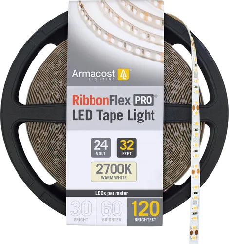 Vista 16 de Armacost Lighting RibbonFlex Pro 136230 - Tira de luces LED blancas de 24 V, 120 LED/m, 2700K, 16.4 pies