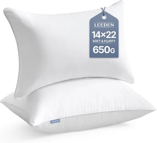 Vista 20 de Leeden - Juego de 2 rellenos de almohada de 30 x 50 cm, insertos de cojín con funda de 100% algodón, insertos rectangulares decorativos para sofá