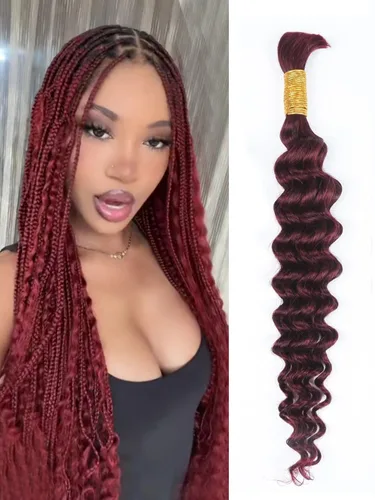 Vista 10 de RESACA 1 paquete de 14 pulgadas, 1 paquete de 14 pulgadas, cabello humano virgen brasileño rizado 10A para trenzar, sin trama, 10A, para trenzas #27