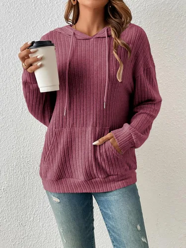 Vista 5 de SOLY HUX Sudaderas con capucha de manga larga con cordón para mujer, con bolsillo frontal