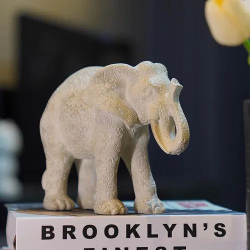 Vista 8 de Guichifun Estatuas de Elefante Decorativas Figuras Coleccionables - Decoración de Elefante Bohemio de Resina Crema Hecho a Mano Trae Buena Suerte