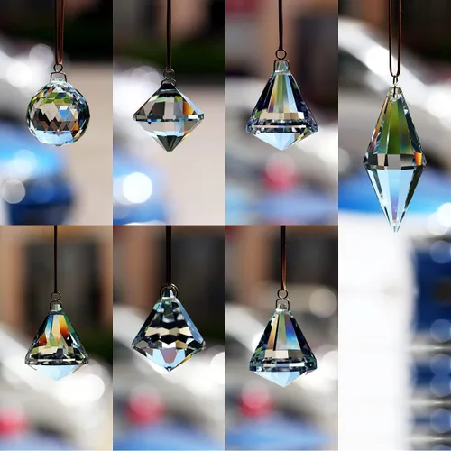 Vista 2 de Juego de 7 piezas de lámpara de araña de cristal, prisma para colgar en la ventana, adornos de joyería (transparente)