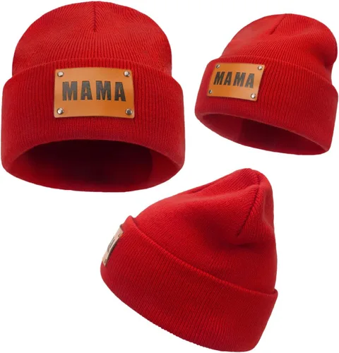 Vista 3 de Gorro para padres e hijos,Madre y bebé hija/hijo gorro de punto cálido de invierno,Gorro suave para niños