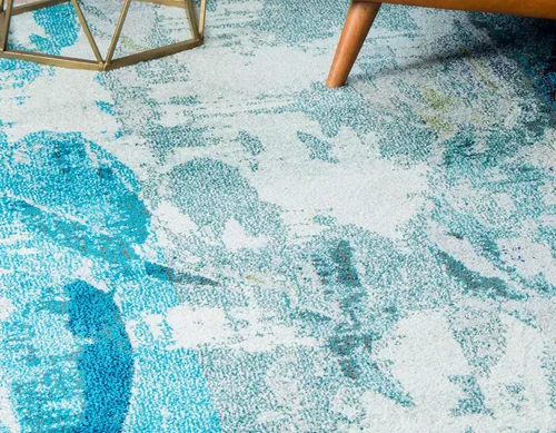 Vista 5 de Alfombra moderna Positano de estilo costero de Loom, Polipropileno, Azul claro