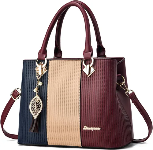 Vista 17 de Bolsos y carteras para mujer de cuero, bolso tote, bolso de hombro mediano, bolso bandolera con asa superior para damas