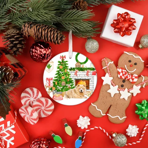 Vista 2 de Chow Chow - Adorno de perro de regalo para amantes de Chow Chow, adorno de Navidad para mujeres, adorno decorativo colgante de perro