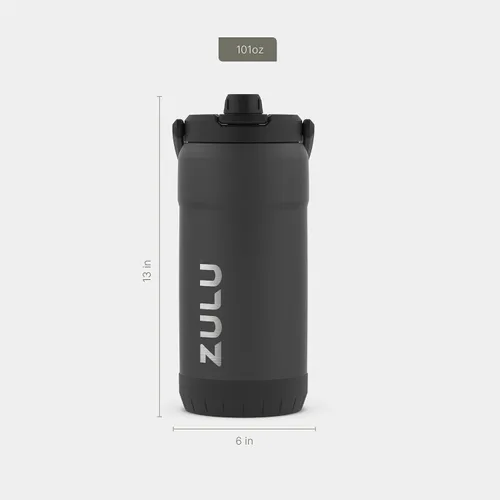 Vista 6 de ZULU Goals - Botella de agua de acero inoxidable con gran capacidad, aislada al vacío Jarra reutilizable con asa Tapa a prueba de fugas