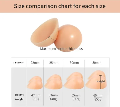 Vista 3 de Par de formas de pecho para mastectomía, prótesis de mama de silicona Convave Bra Inserts para mastectomía natación Crossdreser