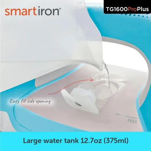 Vista 8 de Oliso TG1600 Pro Plus SmartIron de 1800 vatios con elevación automática y protector de suela de hierro de silicona Oliso Solemate para hierros