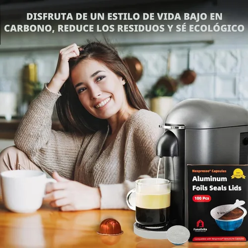Vista 7 de Fanativita Tapas de sello de papel de aluminio universal para cápsulas Nespresso Vertuo, compatibles con cápsulas reutilizables Nespresso Vertuo