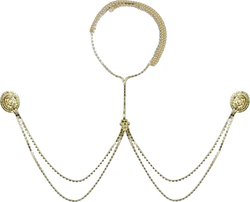 Vista 3 de MINGSEECESS Almohadillas adhesivas reutilizables para pezones de silicona de metal dorado con forma cuadrada y borla