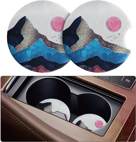 Vista 14 de Posavasos absorbentes para automóvil para bebidas, paquete de 2 bonitos portavasos para mujeres con agarre en la punta de los dedos, accesorios