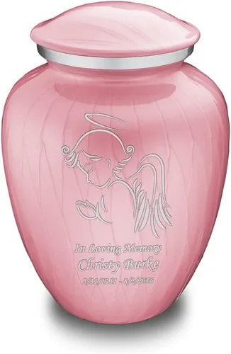 Vista 24 de Geturns - Pequeñas urnas de cremación de ángel personalizadas para cenizas humanas, urna funeraria negra para mujeres y hombres con capacidad