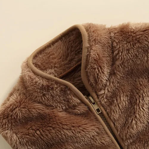 Vista 4 de Tiacham Chaleco para bebé, niña, niño, ropa de otoño e invierno, chaleco de sherpa sin mangas, ropa de abrigo para niños