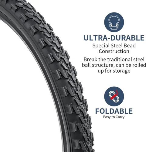 Vista 3 de YUNSCM 2-PCS 24" Mountain Bike Tires 24x2.125/57-507 Compatible with Mountain Bike 24 x 2.125 Bicycle Tires (Y-1520)